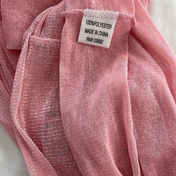 Women’s Pink Infinity Scarf with Silvery Shimmer - Picture 2 of 3